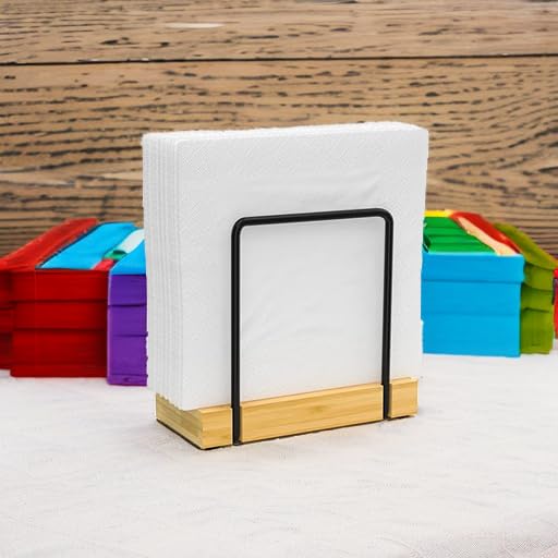 Napkin Holder for Table (Black/Natural / 5.78 x 2.51 x 5.04 inches)