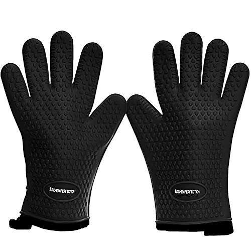 XL Silicone Smoker Oven Gloves (Black / X-Large)