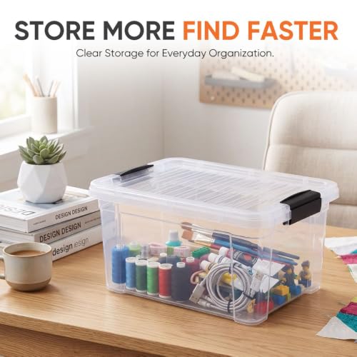 6.6 Quart Clear Plastic Storage Boxes with Lids (6.6 Quart)