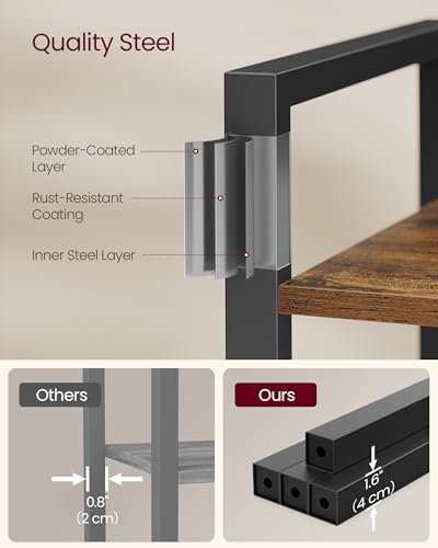4 Tier Bookshelf (Rustic Brown + Ink Black / 4 Tiers (11.8"D x 26"W) / Without Back Panels)