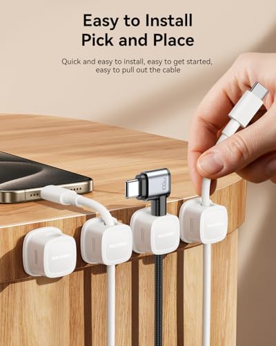 6 Pack Magnetic Adjustable Adhesive Cable Clips Cord Organizer (6 Count)