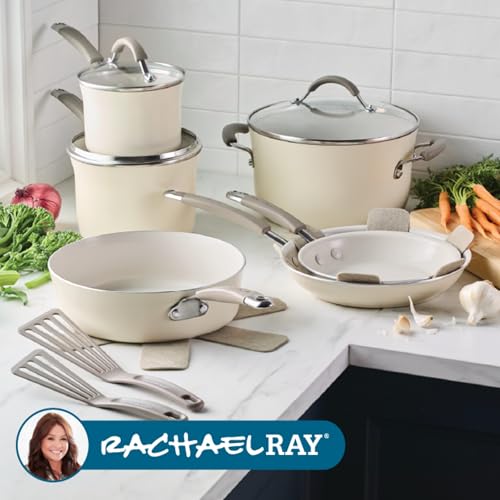 Cucina Ceramic Nonstick Cookware Pots and Pans Set (Almond / 13 Piece Ceramic)
