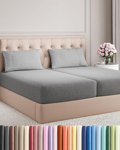 Split King Size 5 Piece Sheet Set (40 - Heathered Grey / Split King Size)