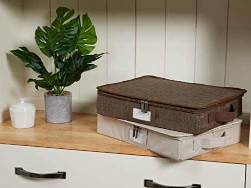 Flatware Storage Box with Removable Trays (Brown Heather / 15W x 11D x 3H)