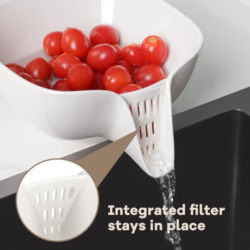Multifunctional Ceramic Food Strainer with Integrated Drain Spout
