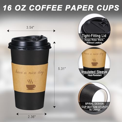 100 Pack 16 oz Coffee Cups (16oz-100p)