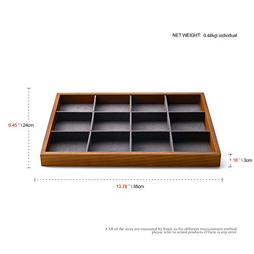 Solid Wood Jewelry Tray (Grey 12 grid tray)