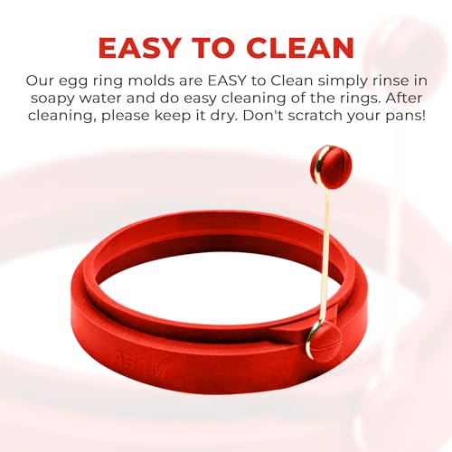 Professional 4 Inch Silicone Egg Ring (Red 4-Pack)
