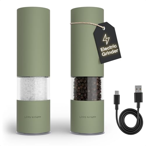 Electric Salt and Pepper Grinder Set (Sage Green / Set of two electric mills)