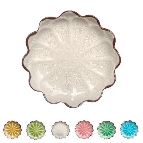 Ceramic Spoon Rest for Stove Top (Cracks Deco, Cream White)