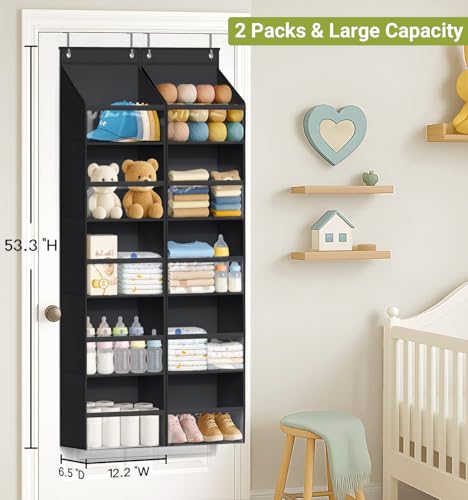 2 Pack Over the Door Organizer (2 Packs / Pure Black)