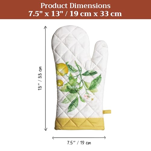 Maison d'Hermine Oven Gloves 100% Cotton Oven Mitt (004 - Limoncello / 7.5" x 13" (Oven Mitt))