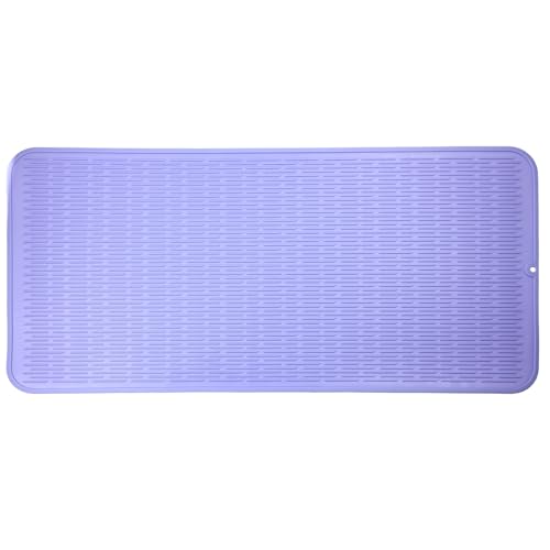 Silicone Dish Drying Mat for Multiple Usage (Light Purple / 36"L x 18"W)