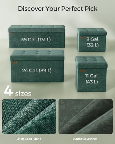 43.3 Inches Folding Storage Ottoman Bench (Retro Green / 15"D x 43"W x 15"H (without Flipping Lid))