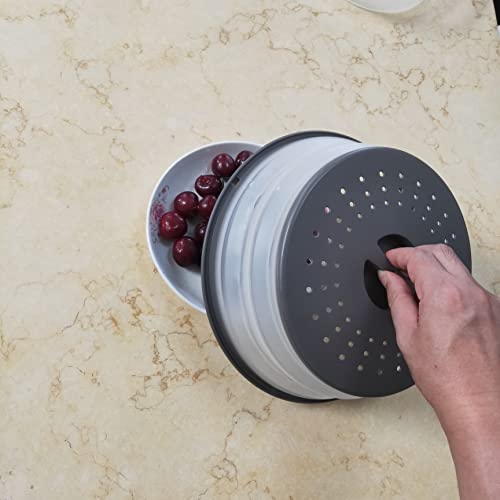 Vented Collapsible Microwave Splatter Cover for Food (gray)