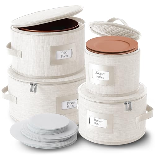 4 Piece Dish Storage Containers (Cream / Plates Storage)