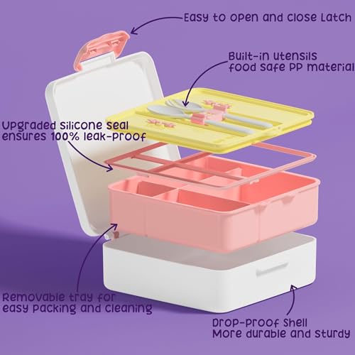 Kids Bento Snack Lunch Box with Thermo Insulated Toddler Lunch Bag