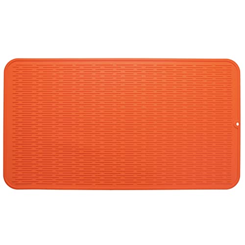 Silicone Dish Drying Mat for Multiple Usage (Orange / 32"L x 18"W)