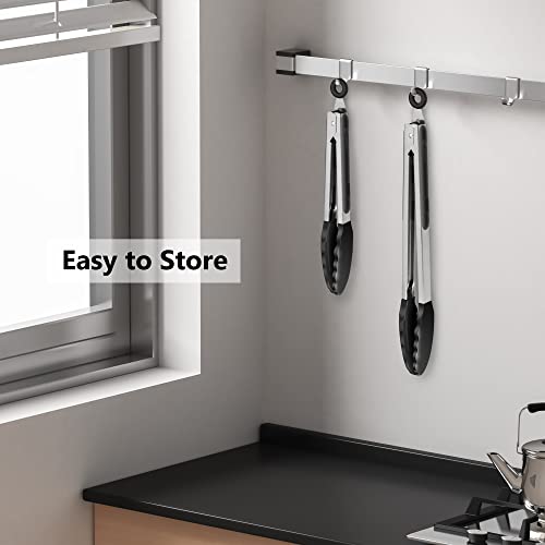 2 Pack Silicone Kitchen Tongs (Black)