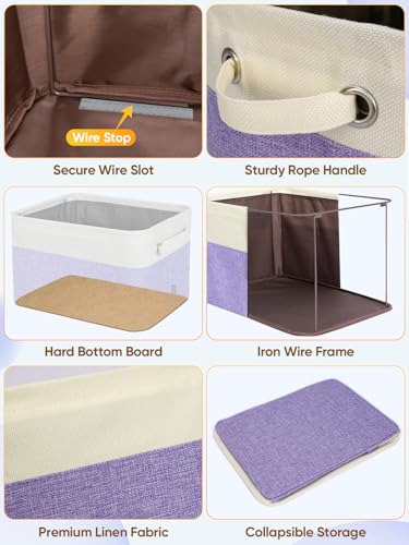 2 Pack Fabric Closet Storage Bins for Shelves (Lavender / 2PCS/Medium-14x10x8.5)