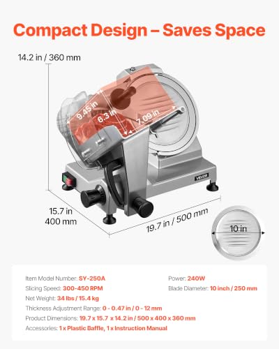 Commercial Meat Slicer (10 inch / Silver)