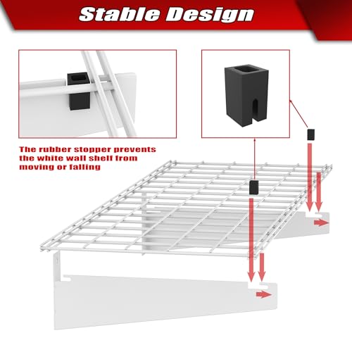 2 Pack Garage Wall Shelves (White-15x45)