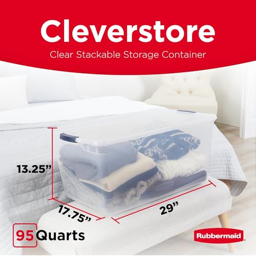 Cleverstore 95 Qt Clear Storage Bins with Lids (95 Qt - 4 Pack)