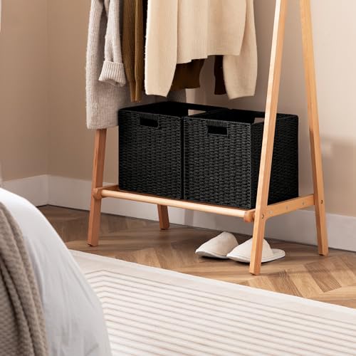 2 Pack Wicker Basket (Cube-2pack 11"×11"×10.5" / Black)