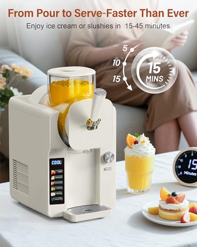 Slush Machine & Ice Cream Maker Machine 2 (75OZ 2-IN-1 - White)