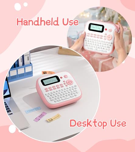 Pink Label Maker Machine with 4 Tapes Laminated Waterproof (Pink)