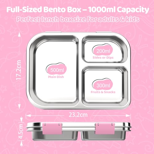 Stainless Steel Bento Box for Kids 1000ml