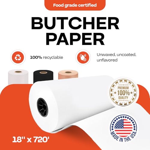 White Butcher Paper Roll 18" x 8640" (White / 18" X 720 Feet, 1 Roll)