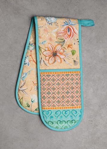 Double Oven Mitts 100% Cotton Double Oven Glove (041 - Luxury Loft - Peach / 7" x 35" (Double Oven Mitt))