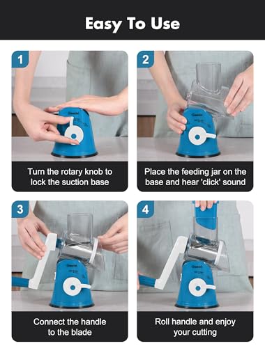Rotary Cheese Grater Hand Crank (Blue White / 5 Blades)