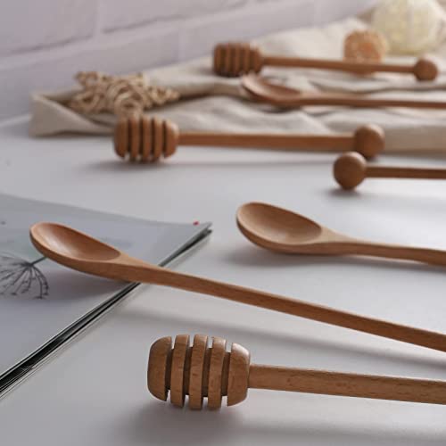 4 PCS 6 Inch Honey Dipper Sticks and 4 PCS 7.87 Inch Coffee Stirring Spoons