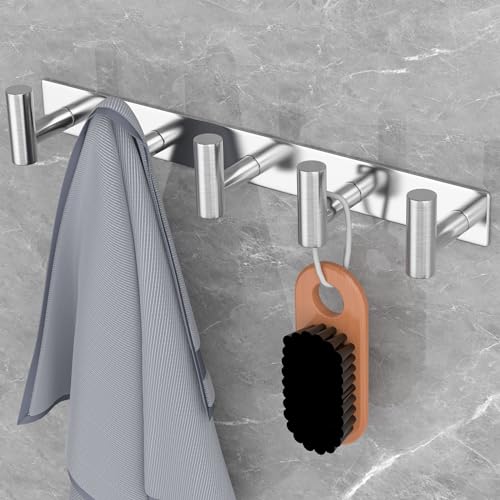Wall Mounted Coat Rack (Silver / 5 "T" Hooks, 1PACK)