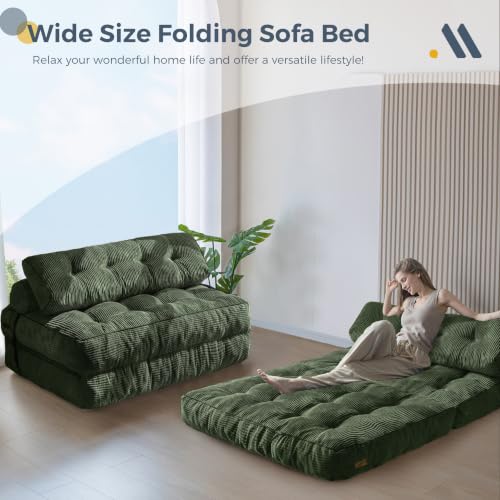 Folding Sofa Bed (Dark Green / Full)