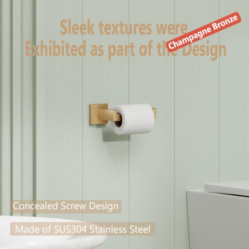 Toilet Paper Holders Wall Mounted Toilet Roll Holder for Bathrooms Hardware Washroom (Champagne Bronze / Without Shelf(1 Pack))