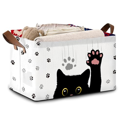Black Cat Storage Basket Large 17x11.5x10.5 Inche (Black Cat)