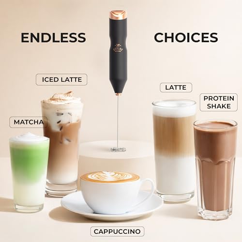 Powerful Frother Wand AA Batteries Included (Fancy Copper Black / Majestic Frother)