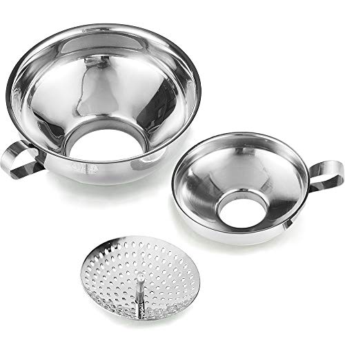 Canning Funnel with Strainer for Wide and Regular Mason Jars (3 Count)