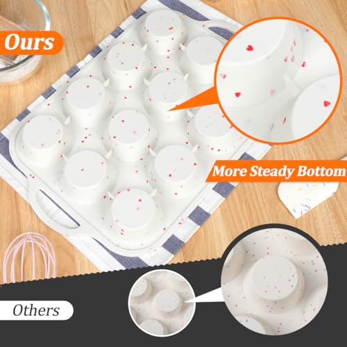 Regular Size Muffin Pan with Metal Reinforced Frame (Creamy Heart / 12-Cup Regular)