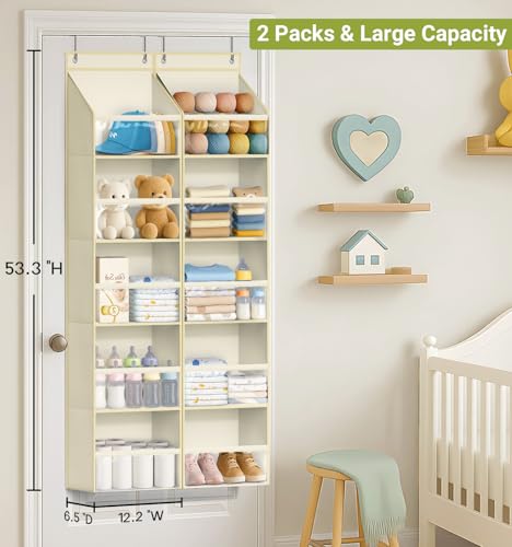 2 Pack Over the Door Organizer (2 Packs / Light Beige)