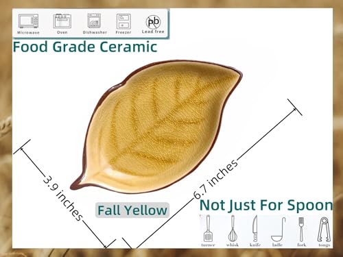 Ceramic Spoon Rest for Stove Top & Kitchen Counter Cooking Spoon Holder for Stove (A, Fall yellow)