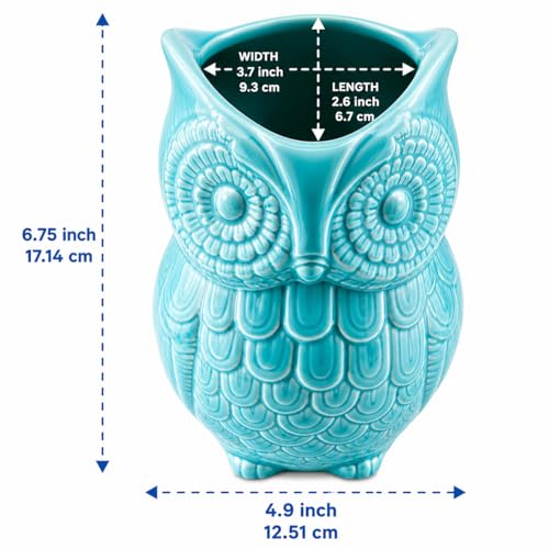 Aqua Blue Owl Utensil Holder (Aqua Blue)
