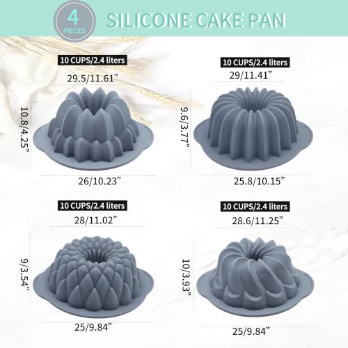 4 Pieces Silicone Cake Pan (4pcs waterfall cake pan(10 Cups))