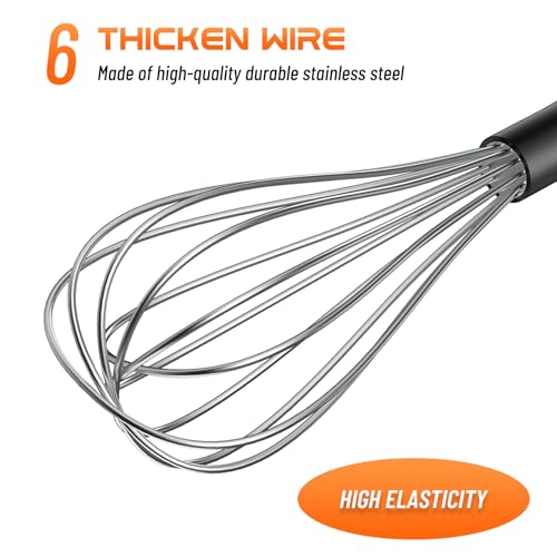 Whisk Set 8" 10" Kitchen Whisk (Black-Silver / 2 Piece)