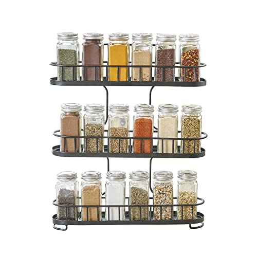 Yumi Small Three Tier Spice Rack Black for Countertop Cabinets Cupboards Kitchens (Black / Small 3-Tier / Yumi)