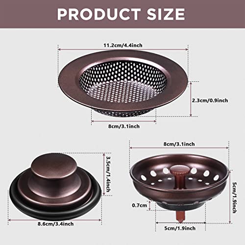 3 Pcs Sink Plug Stopper Disposal Drain Strainer (Oil Rubbed Bronze)