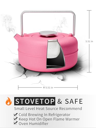 Teapot with Removable Infuser (0.8 Quarts / Rosered Cylinder)